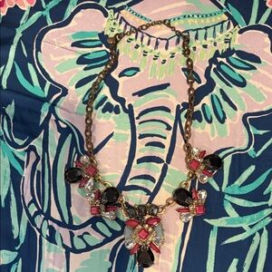 J. Crew Black and Red Statement Necklace with Bold Design